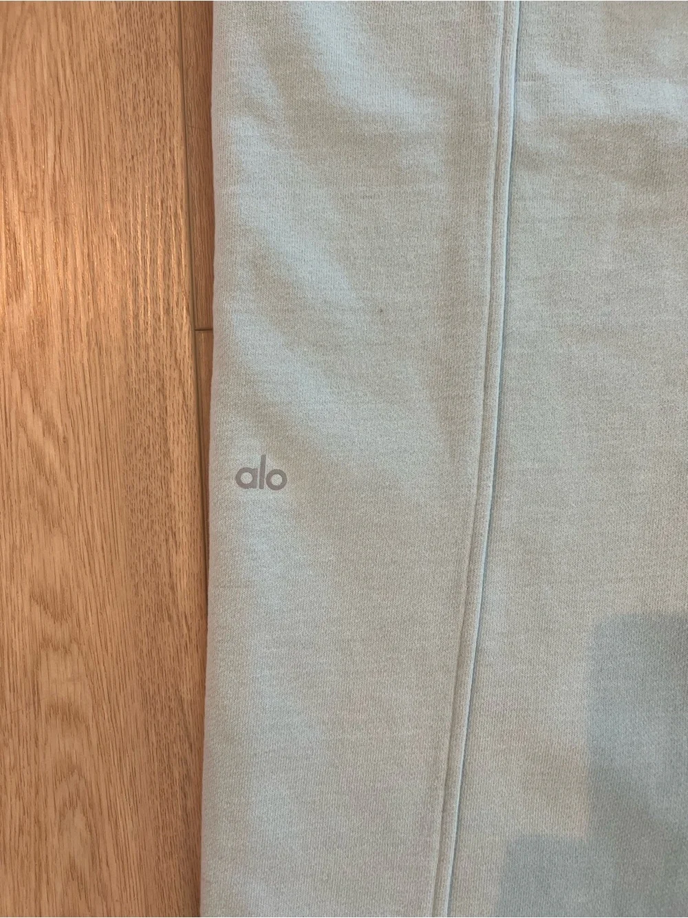 ALO Yoga Pale Blue High-Rise Straight Leg Track Pants